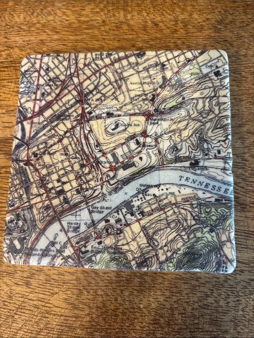 Knoxville Map Coaster Set - Vintage City Map Design - Set of 4